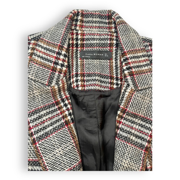 Zara Wool Blend Plaid Fall/Winter Coat (Size L) - Picture 2 of 5